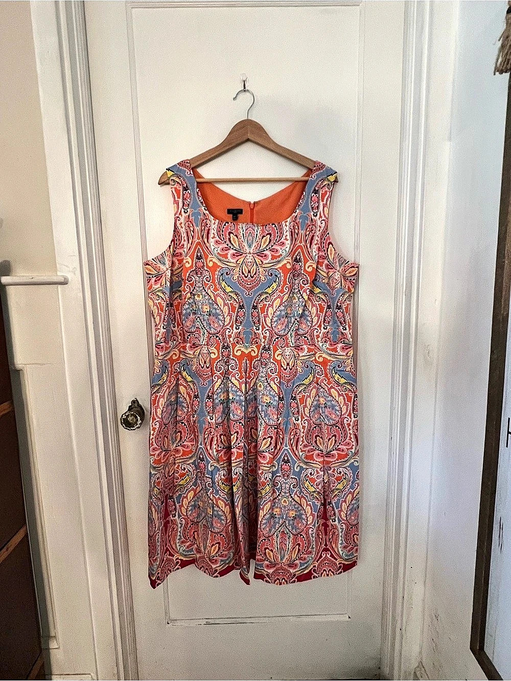 Talbots Paisley Mini Dress in Orange & Blue Size 18W
